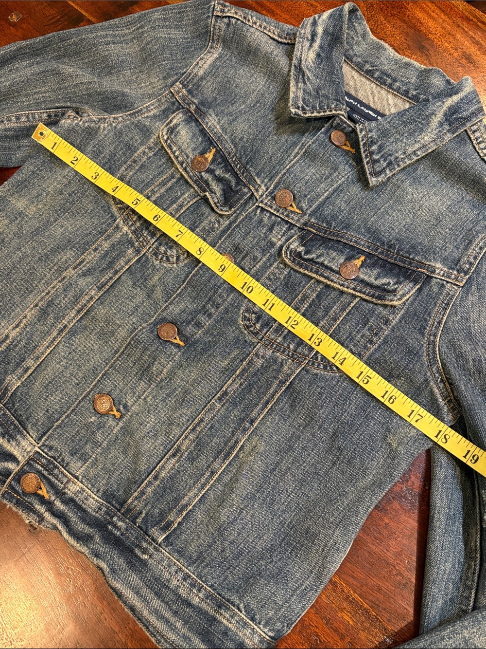 Vintage Ralph Lauren Sport 90s Distressed Denim Jean Jacket size Small - Picture 10 of 11